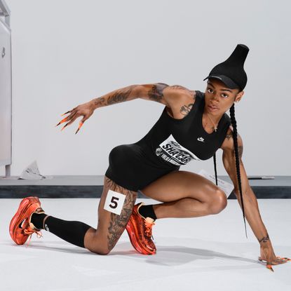 Sha’Carri Richardson modeling melitta baumeister nike running sneakers